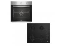 CONJUNTO HORNO MULTIFUNCION BEKO INOX + PLACA CRISTAL-GAS 4F BBSE12131CXD
