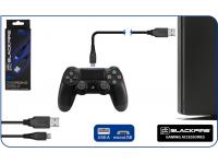 CABLE CARGA USB-A a MICROUSB BLACKFIRE PARA MANDO PS4 DE 3m
