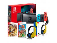 CONSOLA NINTENDO SWITCH MANGA (CONSOLA NEON+Dragon Ball Fighterz+One Piece Unlimited World Red Deluxe+Auricular Gaming LVL40