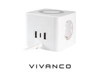 CUBO VIVANCO ALIMENTADOR 3V 2xUSB A 1xUSB C 3.4A 1,4m BLANCO