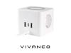 CUBO VIVANCO ALIMENTADOR 3V 2xUSB A 1xUSB C 3.4A 1,4m BLANCO